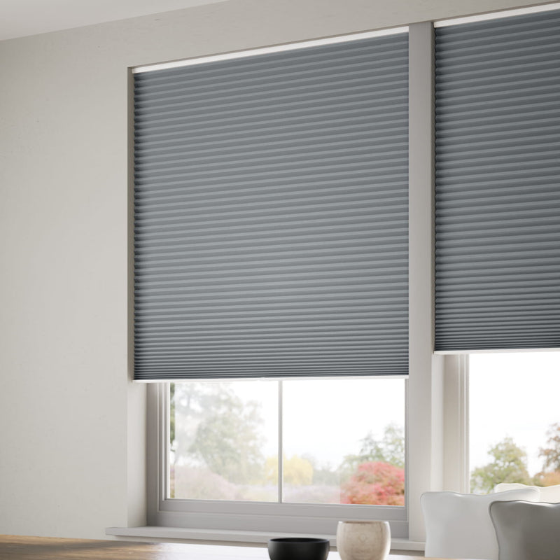 ColorizedZoom Electric DuoShade Cordless Slate Blue Thermal Blind 9043