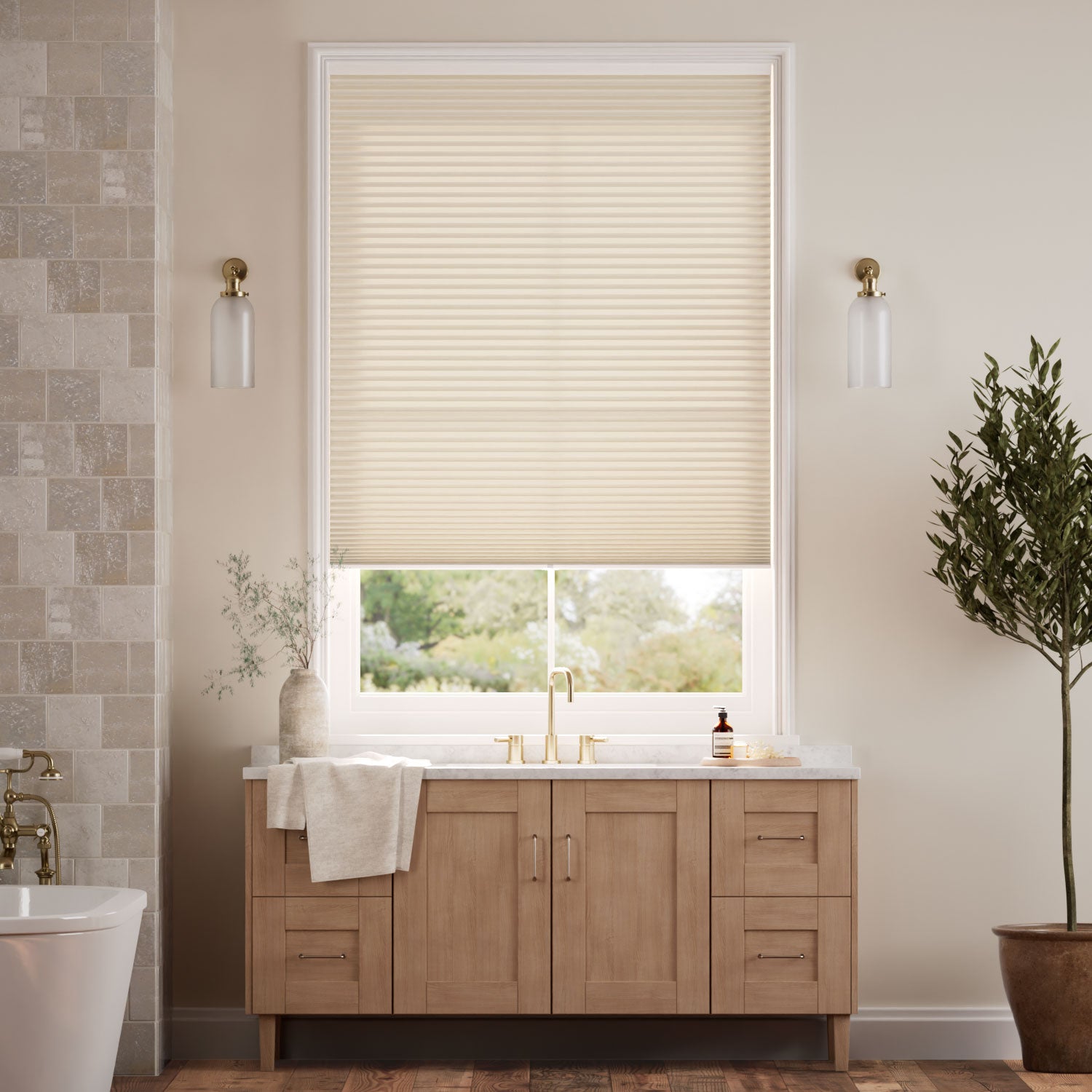 Colorized Electric DuoLight Cordless Wheat Thermal Blind 9051