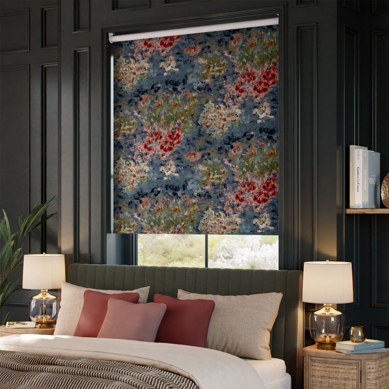 ColorizedZoom Twist2Go Fiore Velvet Slate Blue Roller Blind 9230