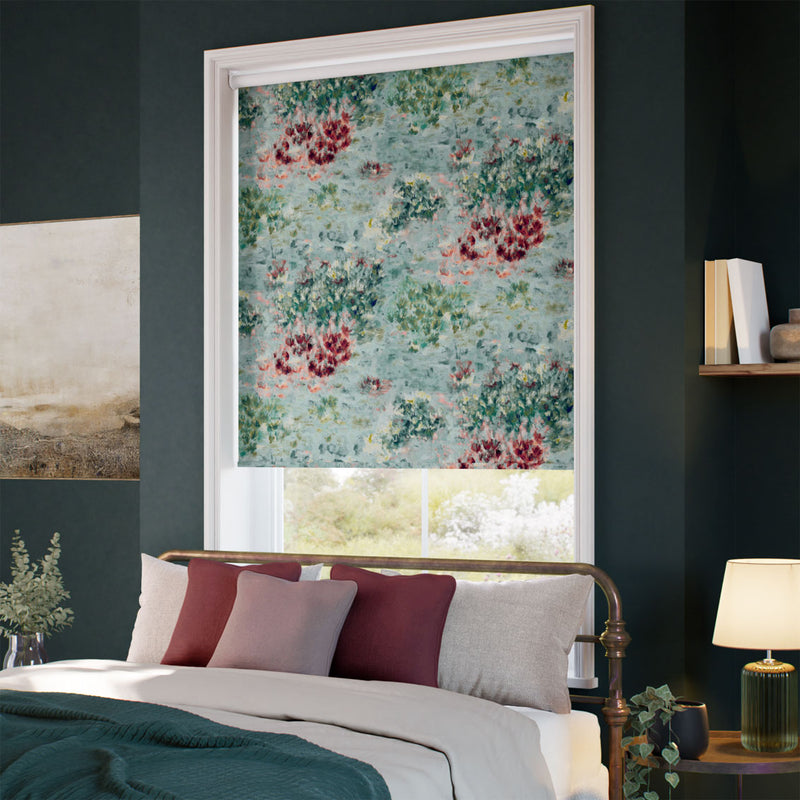 ColorizedZoom Twist2Go Fiore Velvet Duckegg Rose Roller Blind 9229