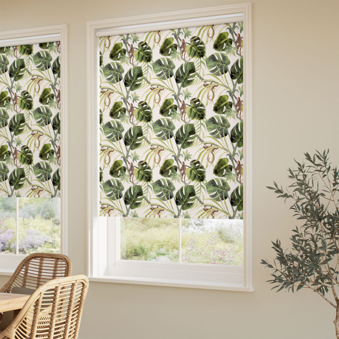 ColorizedZoom Twist2Go Monkey Business Linen Roller Blind 9239