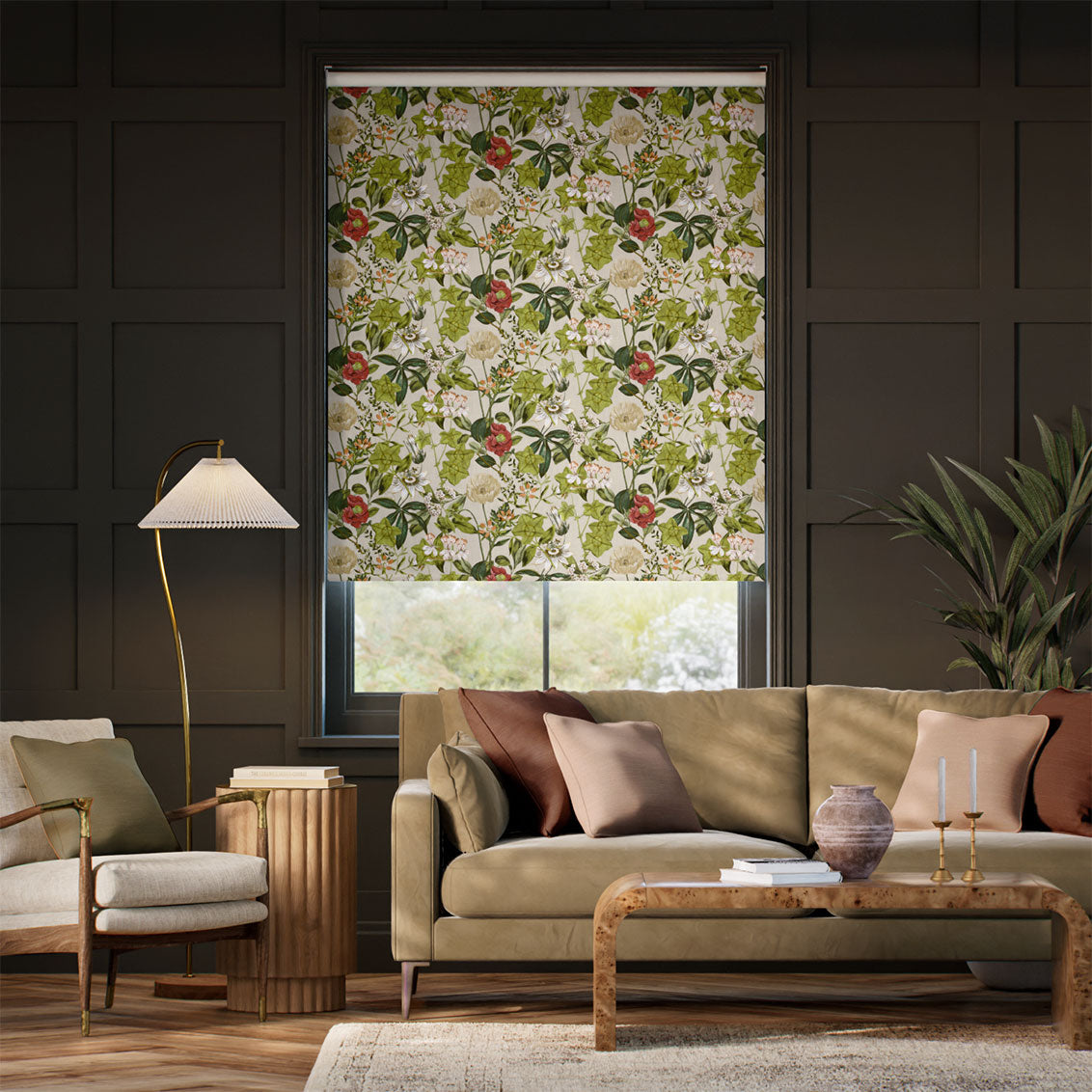 Colorized Passiflora Stone Peach Roller Blind 9272