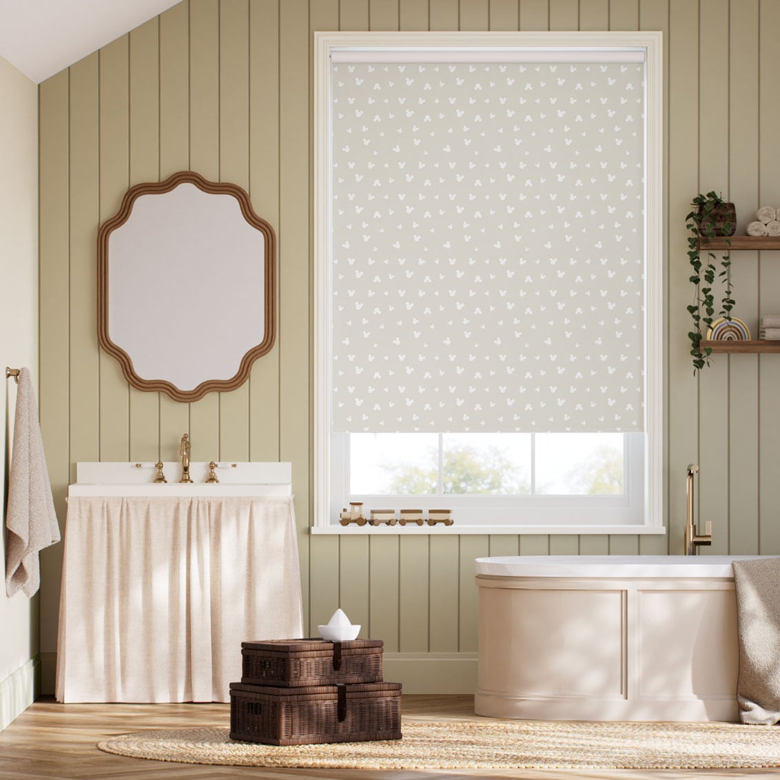 Colorized Mickey Spots Blackout Mink Roller Blind 9274