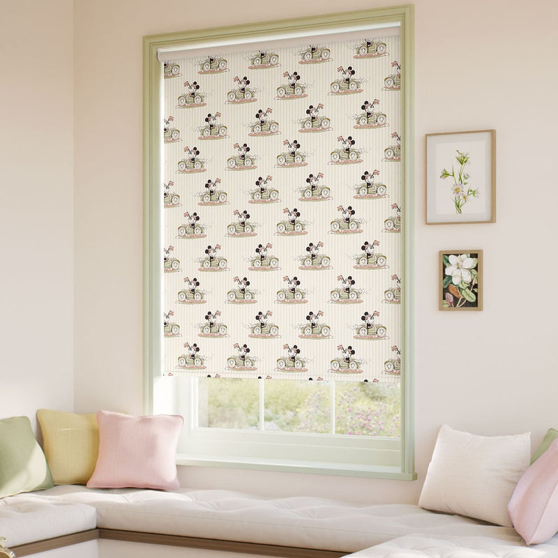 ColorizedZoom Minnie On The Move Stripe Blackout Natural Roller Blind 9295