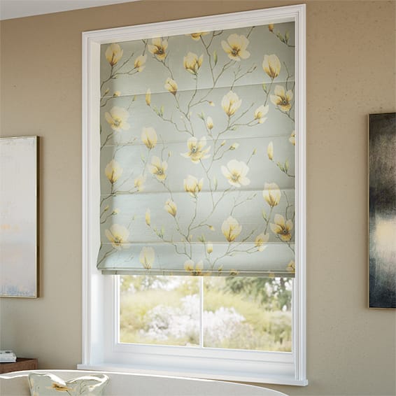 ColorizedZoom Magnolia Trail Faux Silk Gold Roman Blind 9333
