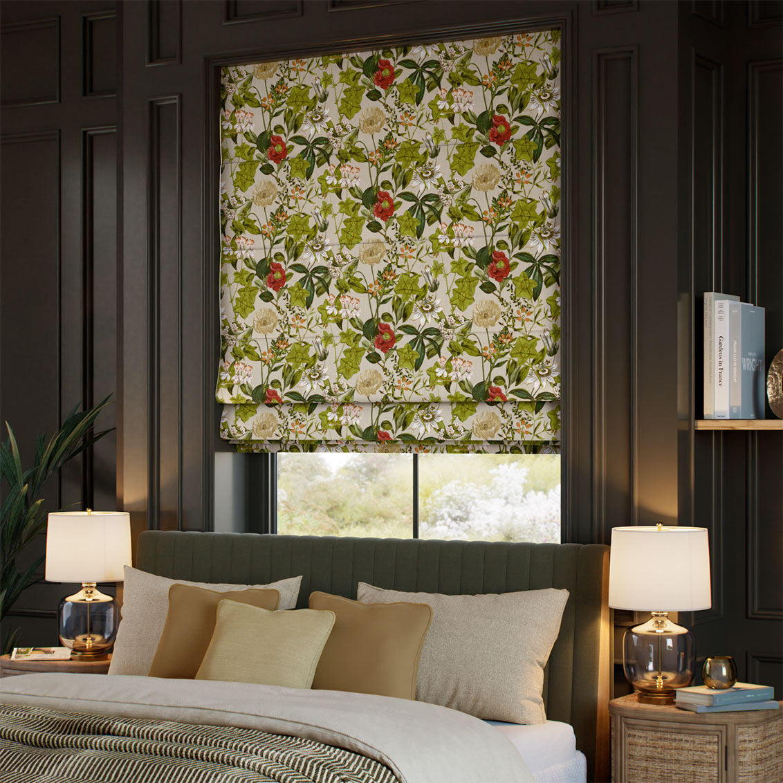 ColorizedZoom Passiflora Stone Peach Roman Blind 9386