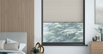 Pleated blind in a dining room