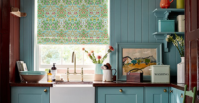 pleated blind in a kitchen