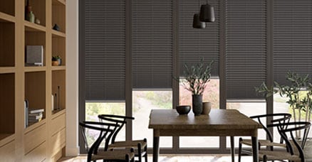 Pleated BiFold blind in a dining room
