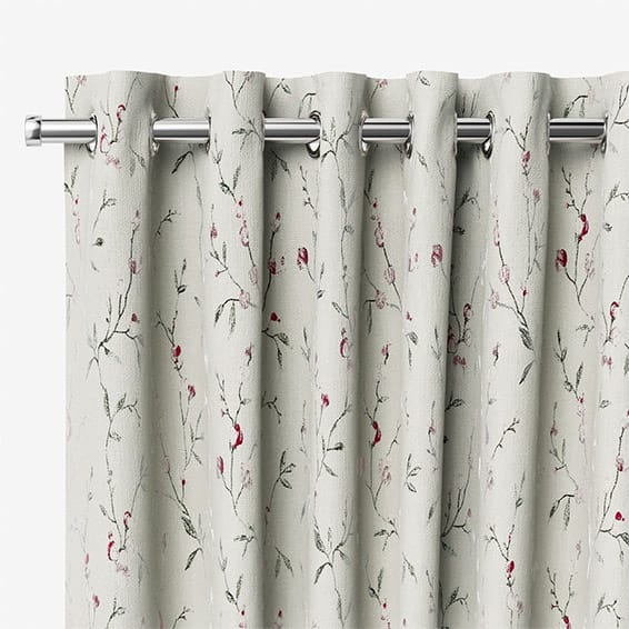 Country Flower Embroidered Blush Curtains
