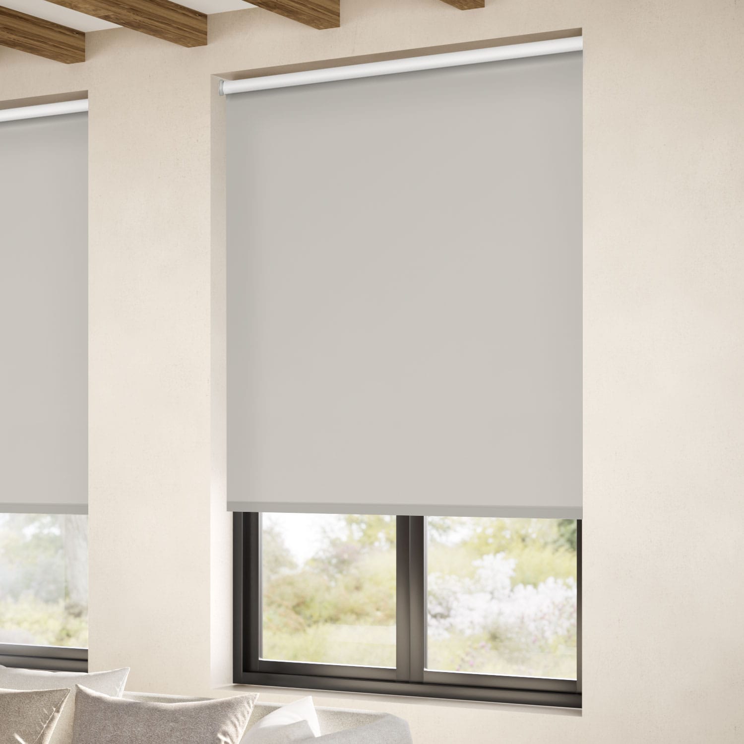 35.43 165cm Drop Trimmable Thermal Blackout Roller Blinds Grey, 90cm