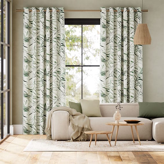 Green Patterned Curtains Fl