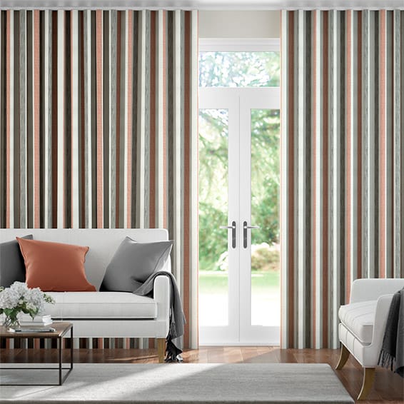 Wave Hathaway Burnt Orange Curtains, Grey And Orange Living Room Curtains